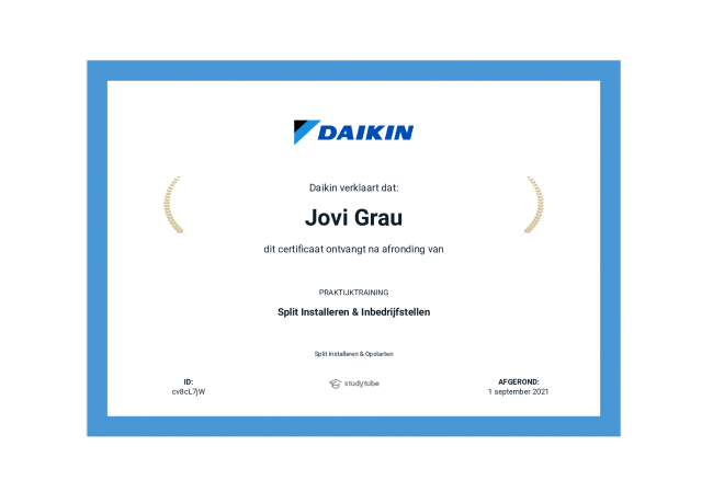 Jovi Grau diploma Aeroking Airco